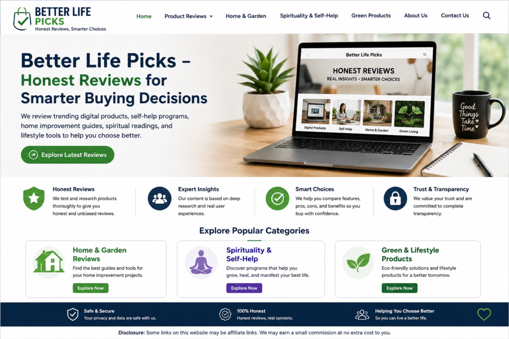 Better Life Picks honest reviews for smarter buying decisions